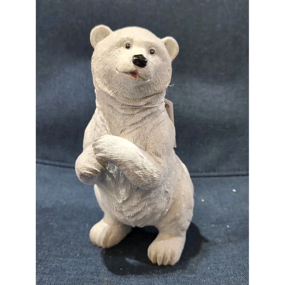 CVS White Polar Bear Glitter Christmas figurine NEW